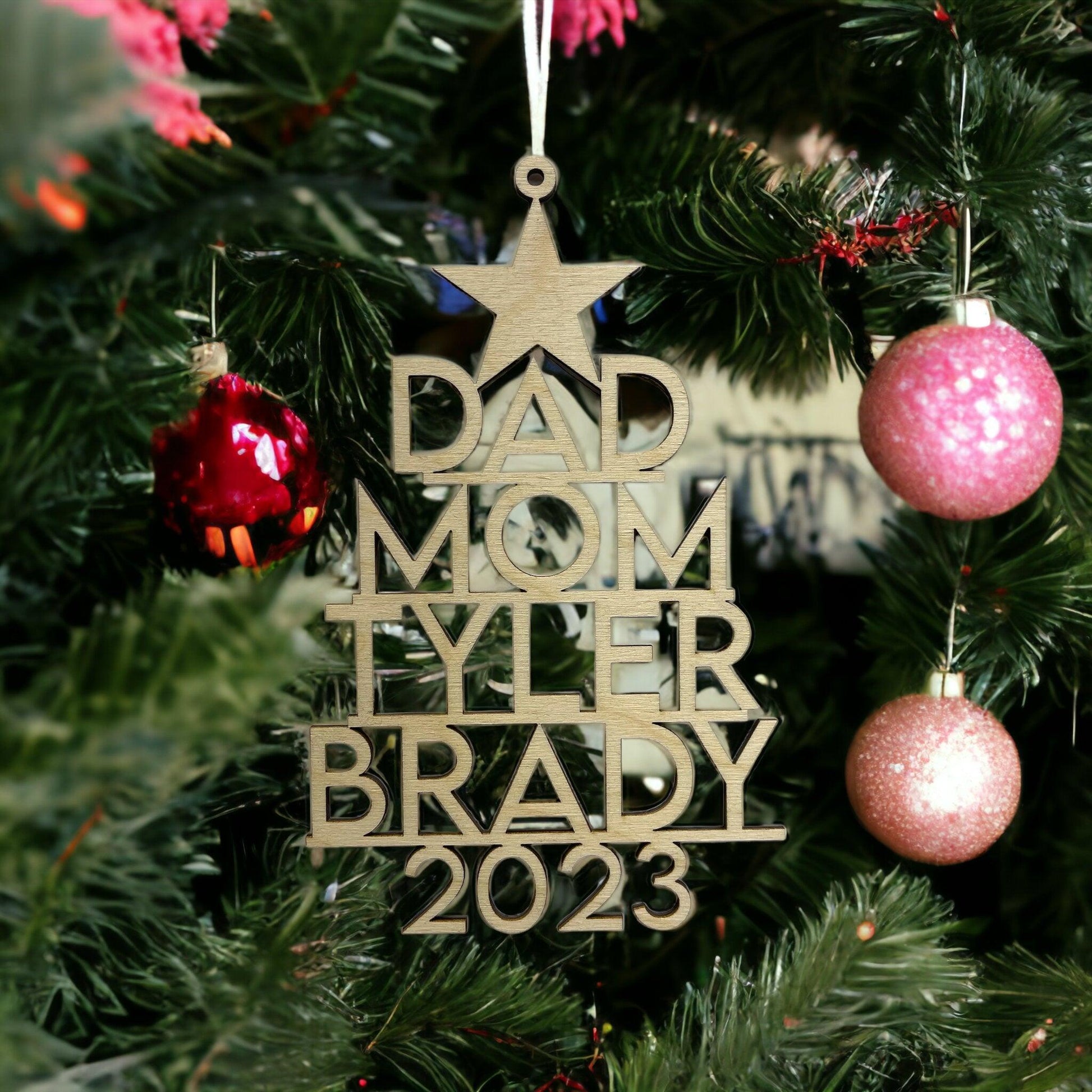 Personalized Family Christmas Ornament - Giggle and Jump