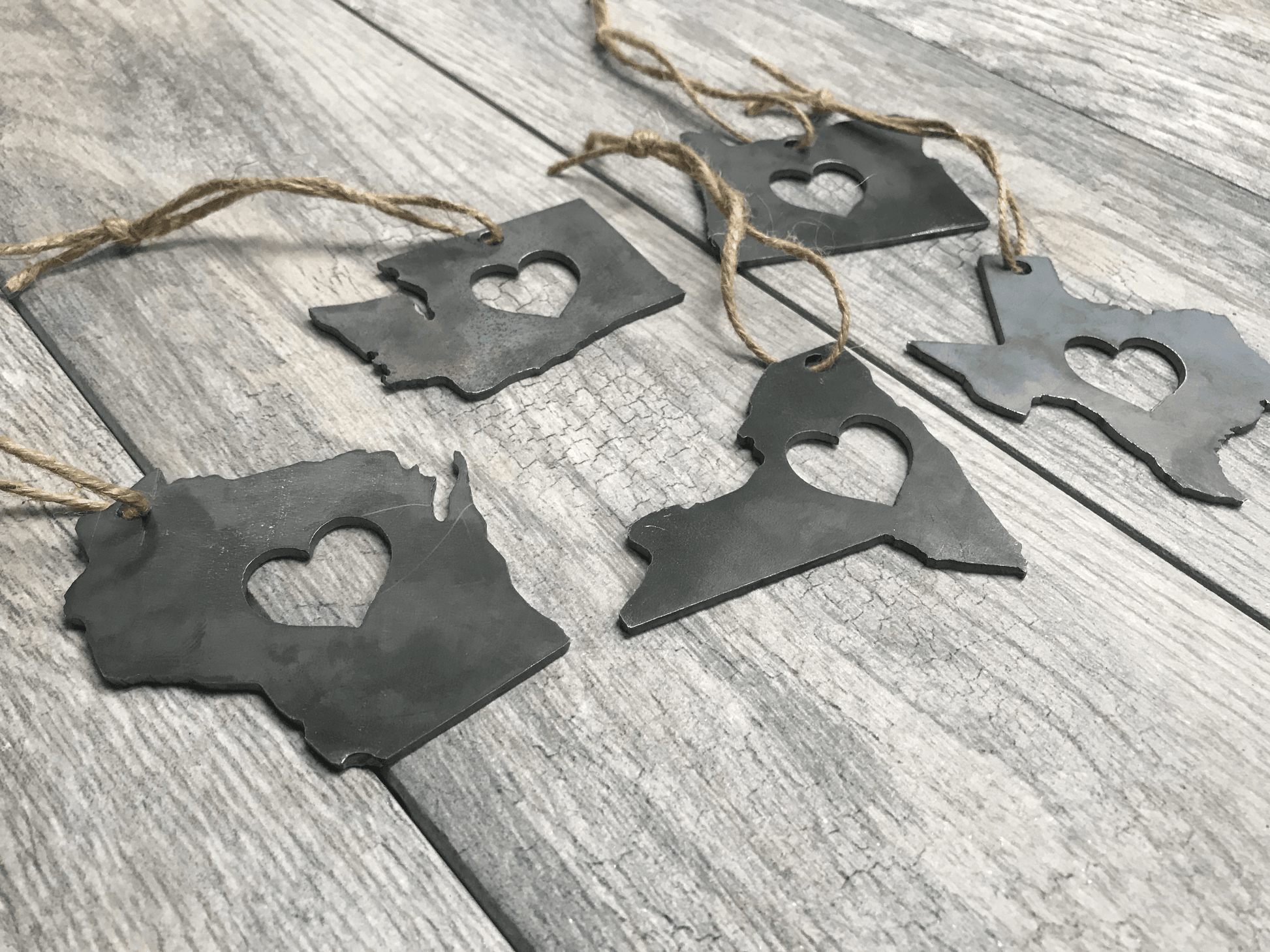 Metal State Shaped Ornaments - Giggle and Jump